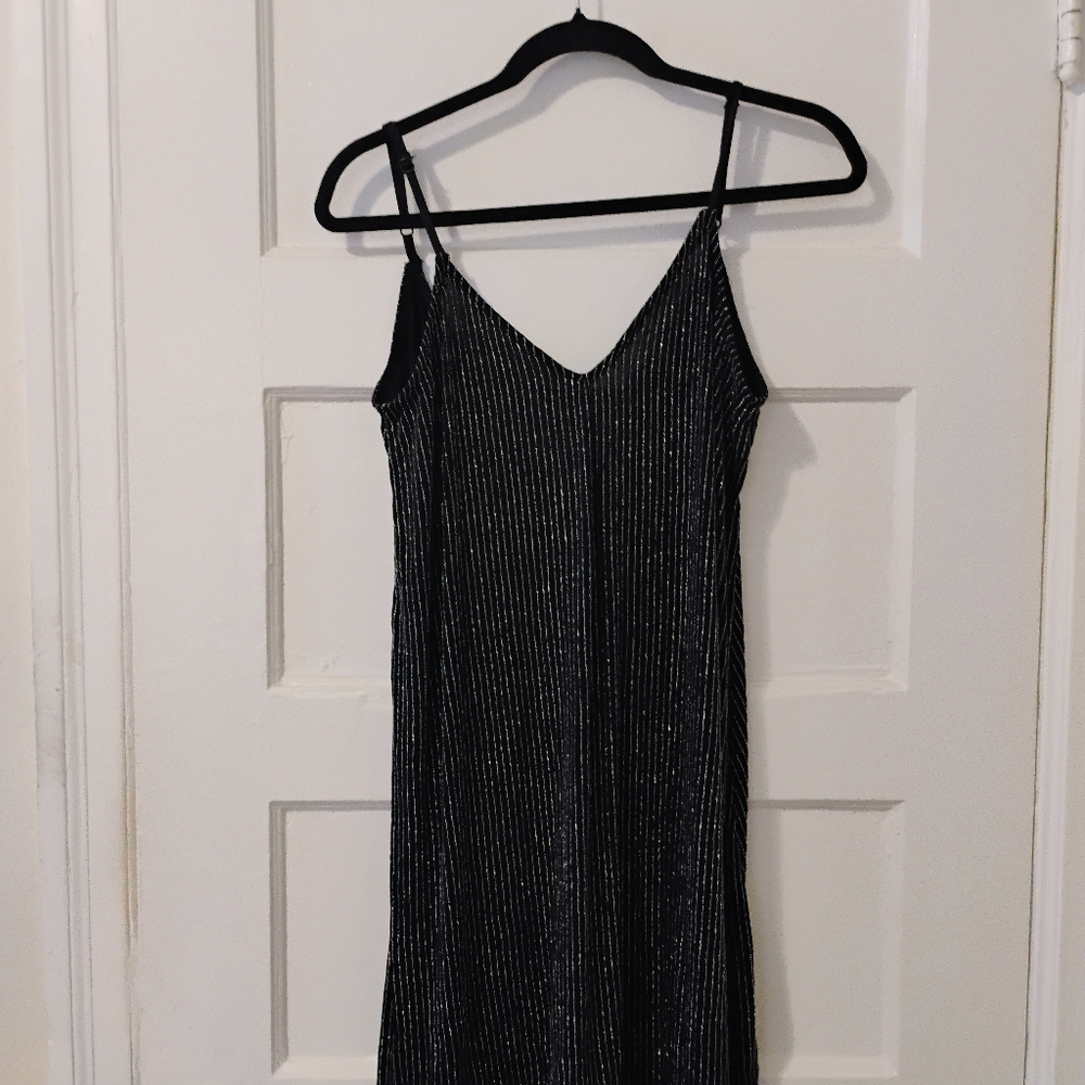 Black Pin Stripe Mini Dress